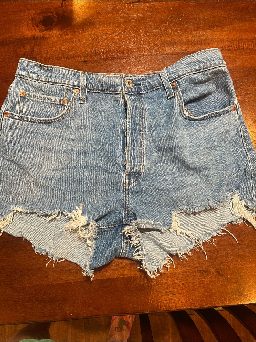 Levi’s 501 Light Blue Distressed Denim Shorts - Women
